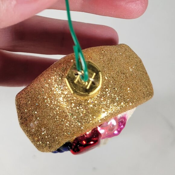 Vintage Hand Blown Glass Ornament Nutcracker with Glitter Accents  6.5" Tall - Picture 8 of 10